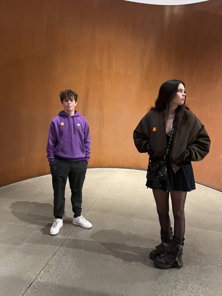 Julien with sister at museum